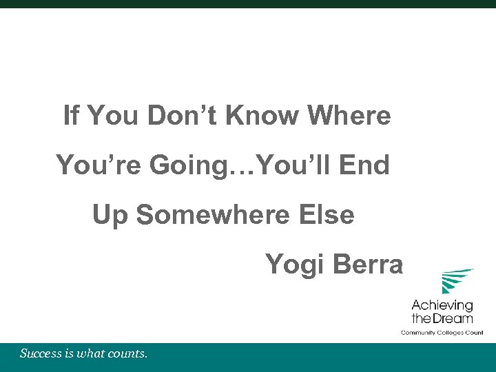 If You Don’t Know Where You’re Going…You’ll End Up Somewhere Else Yogi Berra Success
