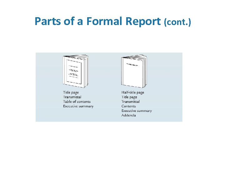 Parts of a Formal Report (cont. ) 