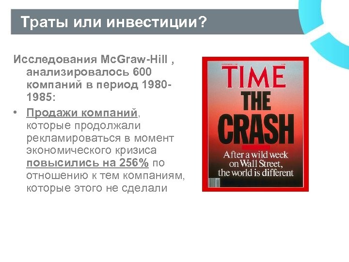 Траты или инвестиции? Исследования Mc. Graw-Hill , анализировалось 600 компаний в период 19801985: •