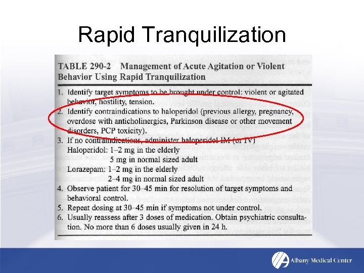 Rapid Tranquilization 