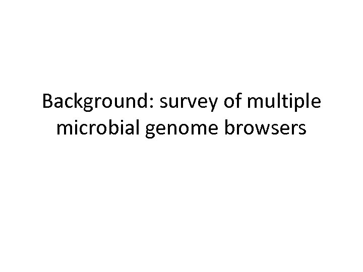 Background: survey of multiple microbial genome browsers 