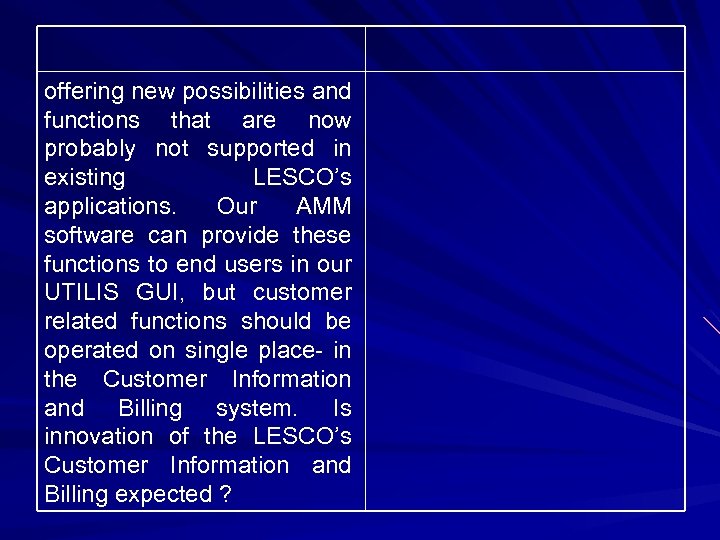 offering new possibilities and functions that are now probably not supported in existing LESCO’s