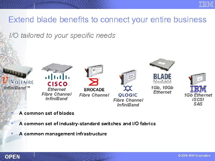 Extend blade benefits to connect your entire business I/O tailored to your specific needs