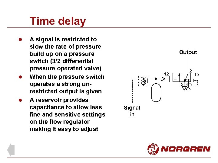 Time delay l l l A signal is restricted to slow the rate of