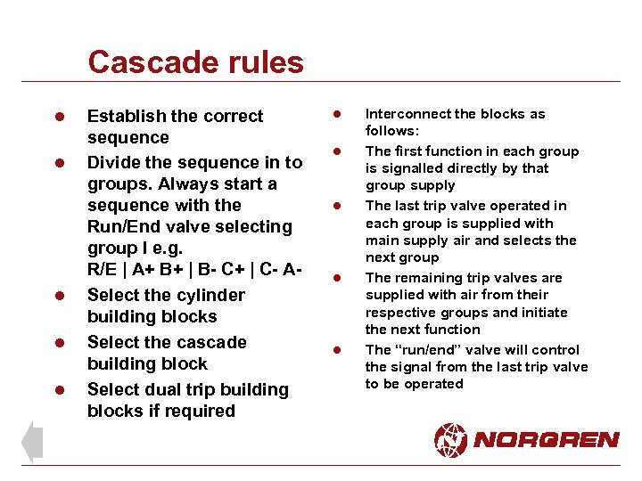 Cascade rules l l l Establish the correct sequence Divide the sequence in to