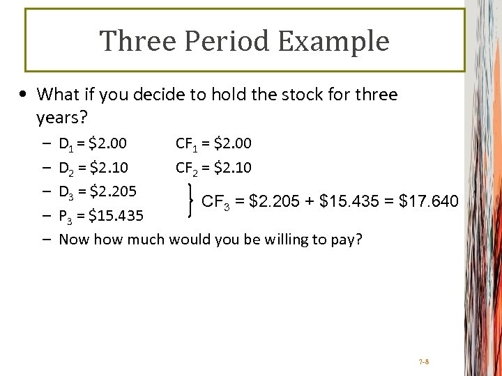Three Period Example • What if you decide to hold the stock for three