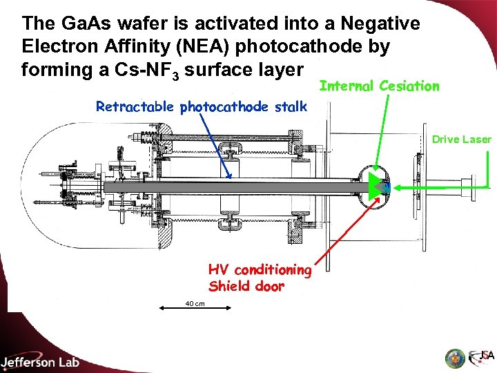 The Ga. As wafer is activated into a Negative Electron Affinity (NEA) photocathode by