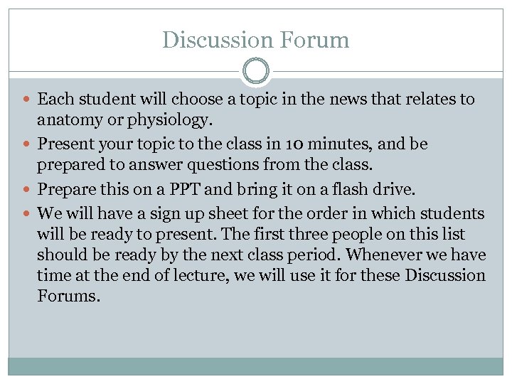 Discussion Forum Each student will choose a topic in the news that relates to