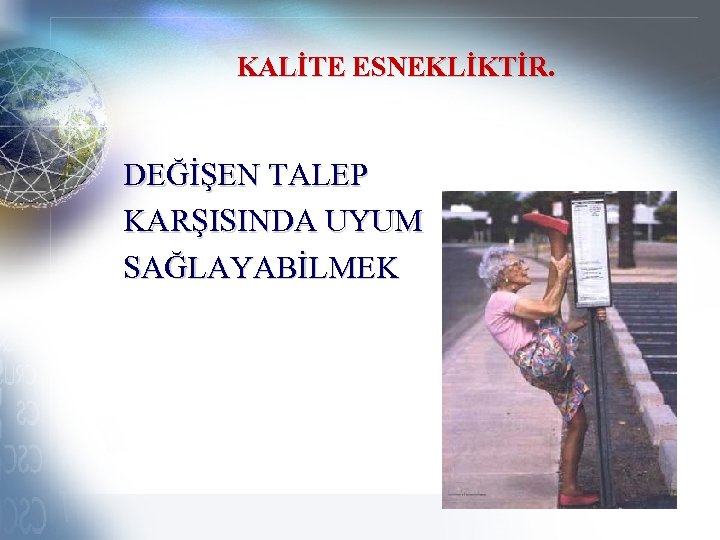 KALİTE ESNEKLİKTİR. DEĞİŞEN TALEP KARŞISINDA UYUM SAĞLAYABİLMEK 