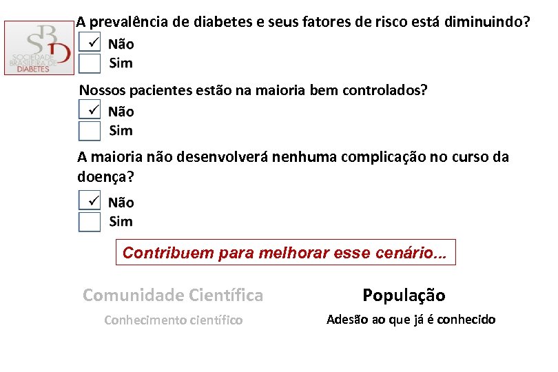 A prevalência de diabetes e seus fatores de risco está diminuindo? Nossos pacientes estão