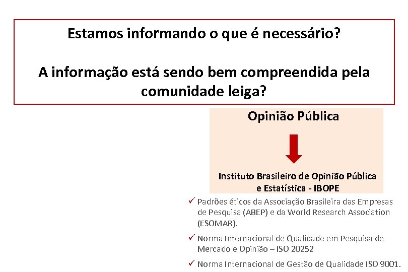 Estamos informando o que é necessário? A informação está sendo bem compreendida pela comunidade