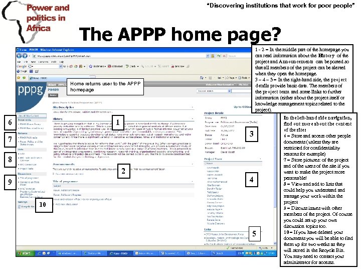 “Discovering institutions that work for poor people” The APPP home page? 1 - 2