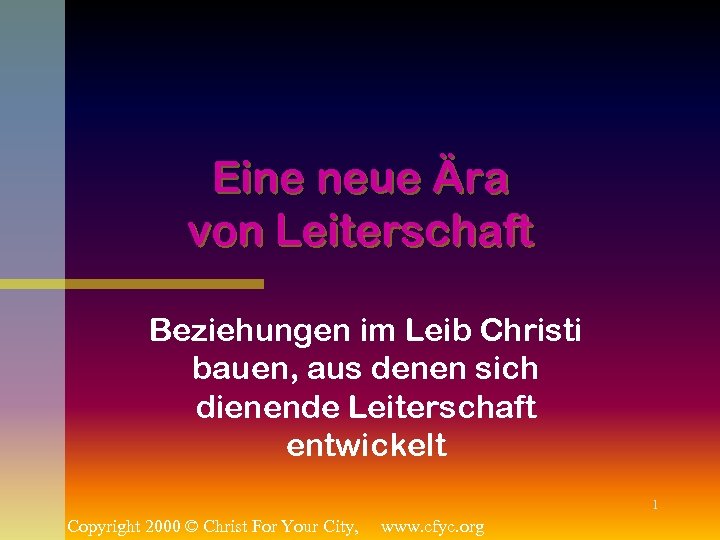 Eine neue Ära von Leiterschaft Beziehungen im Leib Christi bauen, aus denen sich dienende