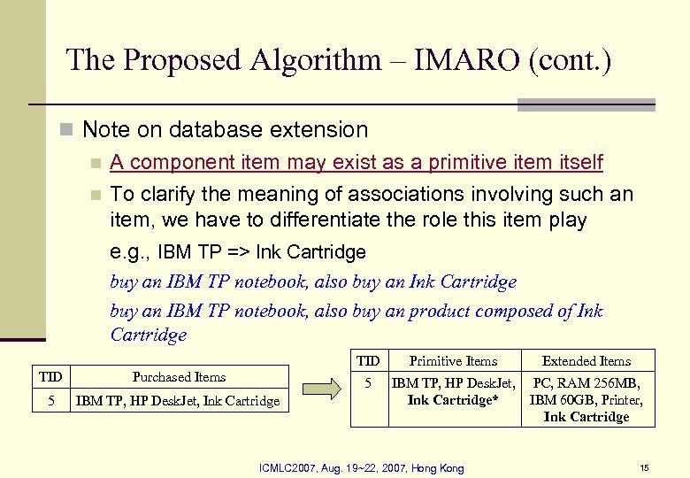 The Proposed Algorithm – IMARO (cont. ) n Note on database extension n n