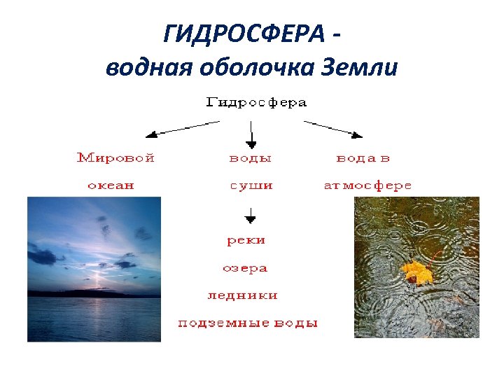 ГИДРОСФЕРА водная оболочка Земли 