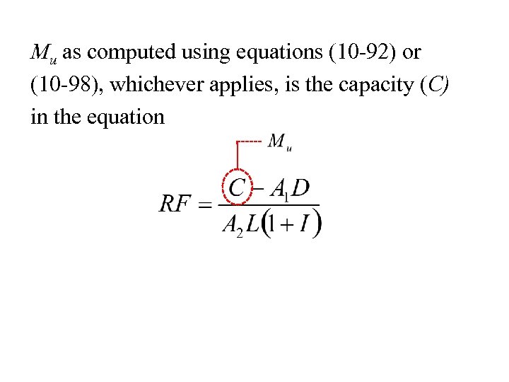 Mu as computed using equations (10 -92) or (10 -98), whichever applies, is the