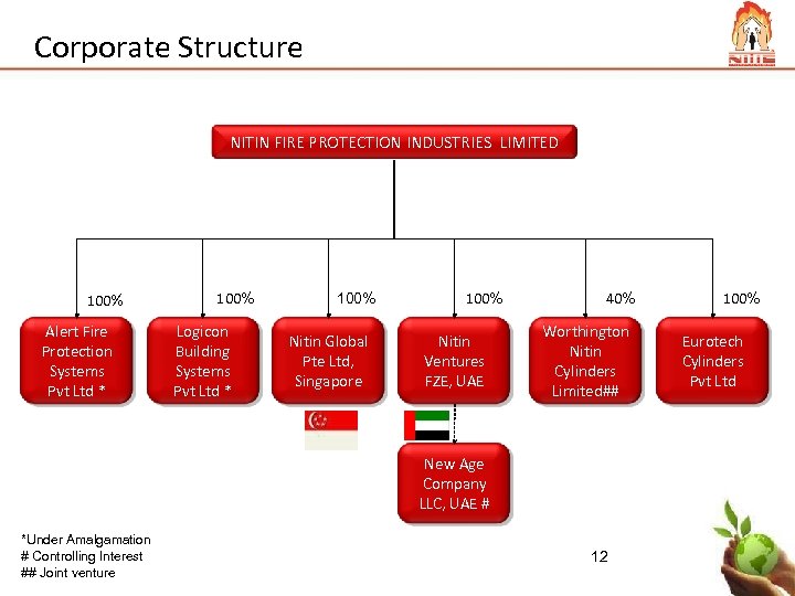 Corporate Structure NITIN FIRE PROTECTION INDUSTRIES LIMITED 100% Alert Fire Protection Systems Pvt Ltd