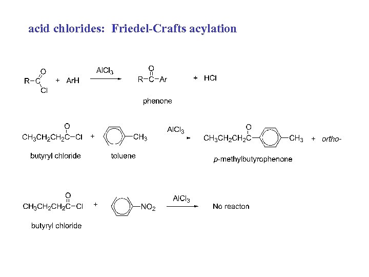 acid chlorides: Friedel-Crafts acylation 