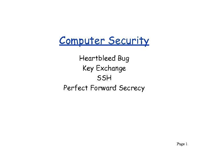 Computer Security Heartbleed Bug Key Exchange SSH Perfect Forward Secrecy Page 1 