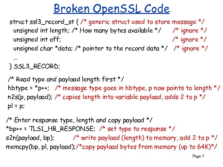 Broken Open. SSL Code struct ssl 3_record_st { /* generic struct used to store