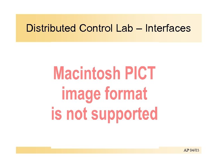 Distributed Control Lab – Interfaces AP 04/03 