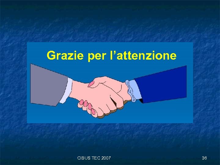 Grazie per l’attenzione CIBUS TEC 2007 36 