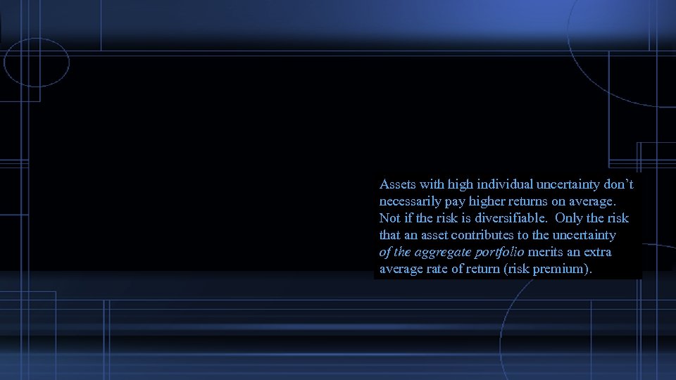 Assets with high individual uncertainty don’t necessarily pay higher returns on average. Not if