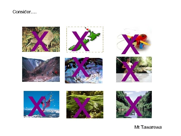 Consider…. x x x x Mt Tawarewa 