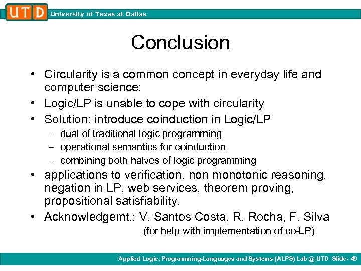 University of Texas at Dallas Conclusion • Circularity is a common concept in everyday