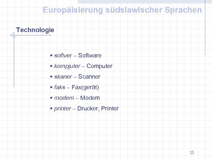 Europäisierung südslawischer Sprachen Technologie § softver – Software § kompjuter – Computer § skaner