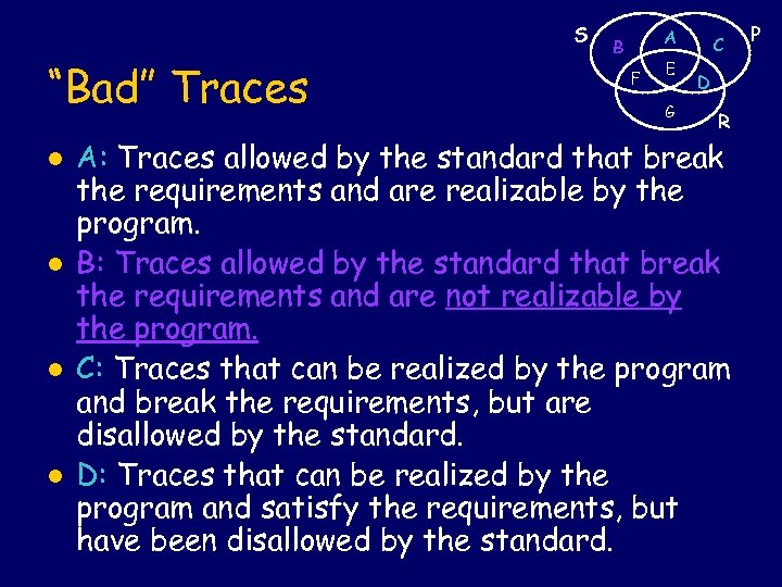 S “Bad” Traces l l A B F E G C D R A: