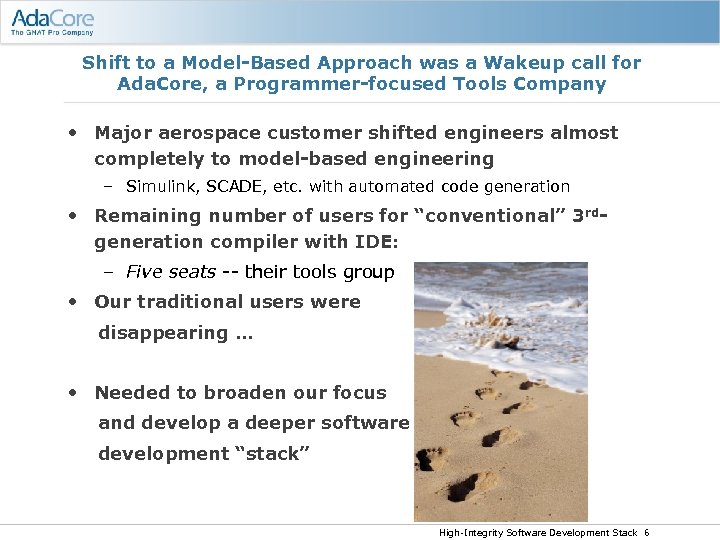 Shift to a Model-Based Approach was a Wakeup call for Ada. Core, a Programmer-focused