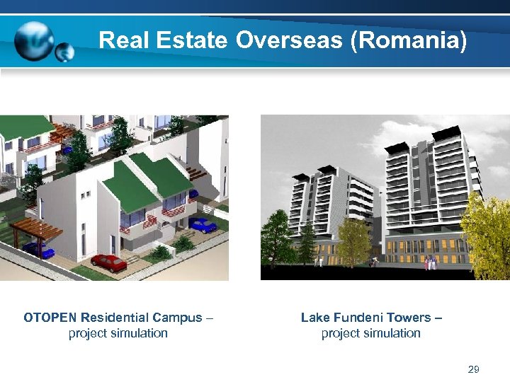 Real Estate Overseas (Romania) OTOPEN Residential Campus – project simulation Lake Fundeni Towers –