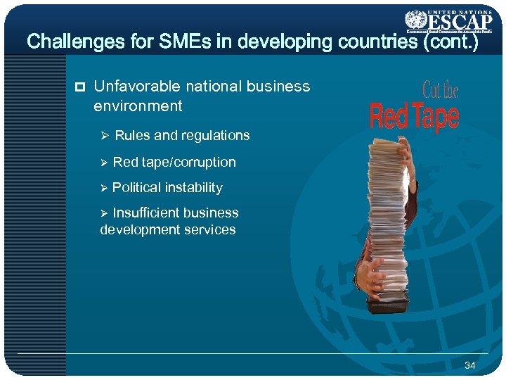 Challenges for SMEs in developing countries (cont. ) p Unfavorable national business environment Ø