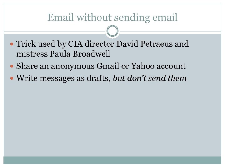 Email without sending email Trick used by CIA director David Petraeus and mistress Paula