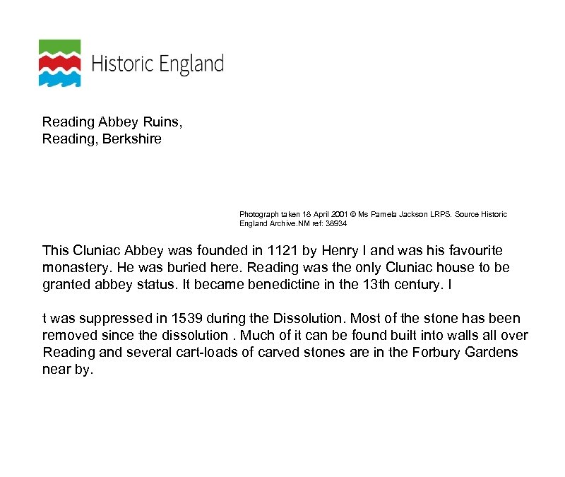 Reading Abbey Ruins, Reading, Berkshire Photograph taken 18 April 2001 © Ms Pamela Jackson