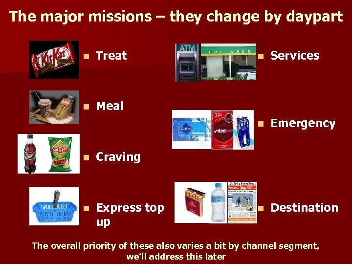 The major missions – they change by daypart n Treat n Meal Express top