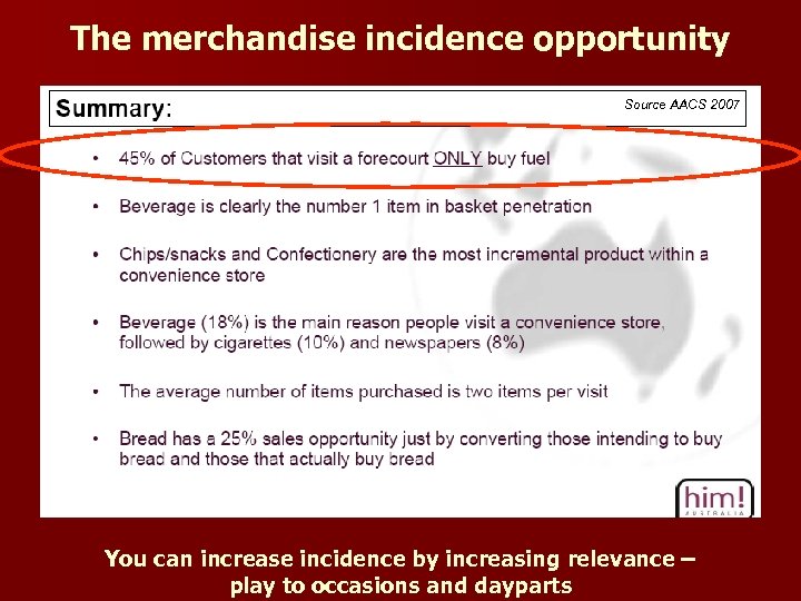 The merchandise incidence opportunity Source AACS 2007 You can increase incidence by increasing relevance