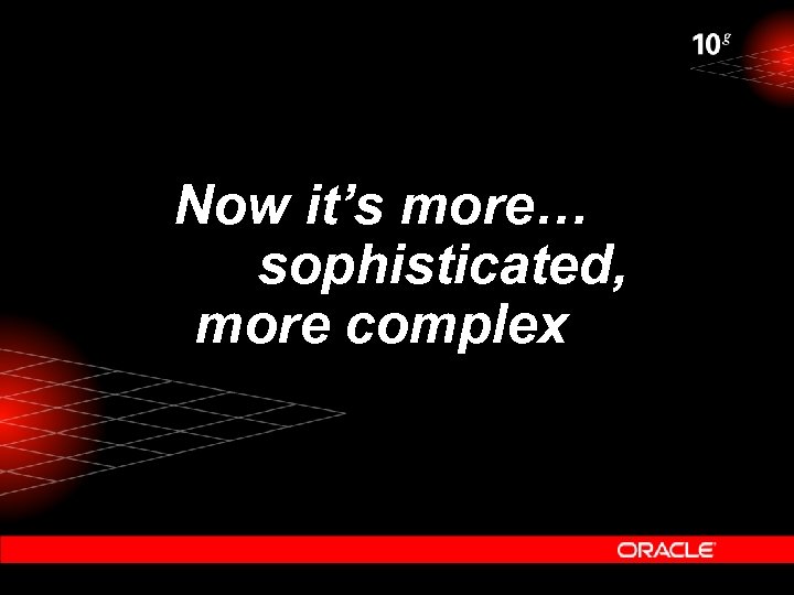 Now it’s more… sophisticated, more complex 