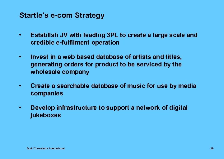 Startle’s e-com Strategy • Establish JV with leading 3 PL to create a large