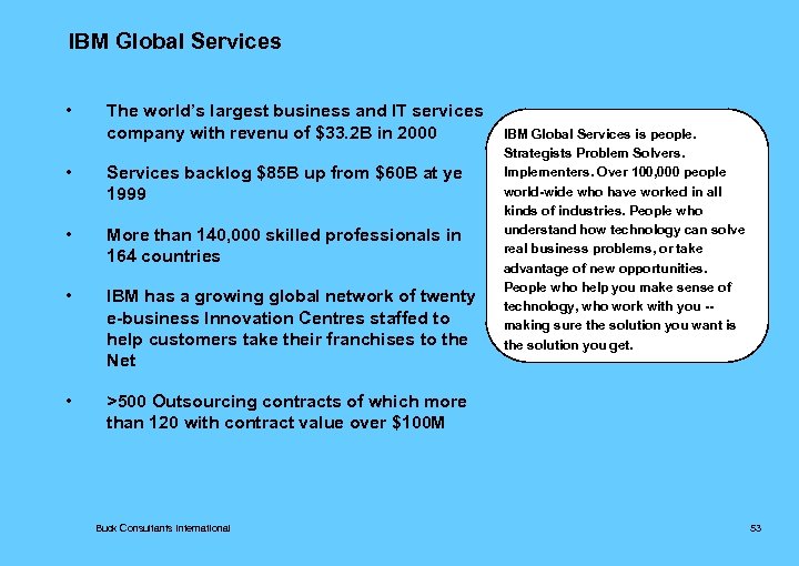 IBM Global Services • The world’s largest business and IT services company with revenu