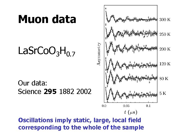 Muon data La. Sr. Co. O 3 H 0. 7 Our data: Science 295