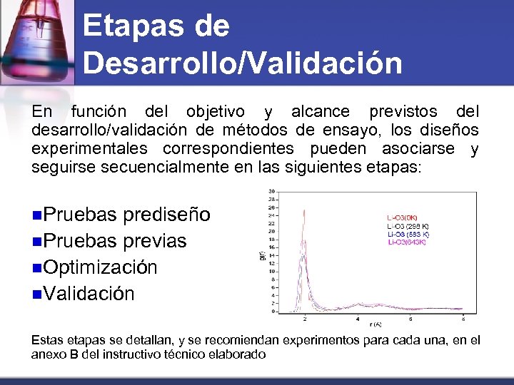 Etapas de Desarrollo/Validación En función del objetivo y alcance previstos del desarrollo/validación de métodos