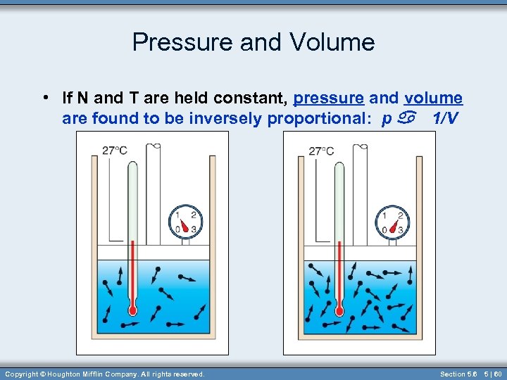 Pressure and Volume • If N and T are held constant, pressure and volume