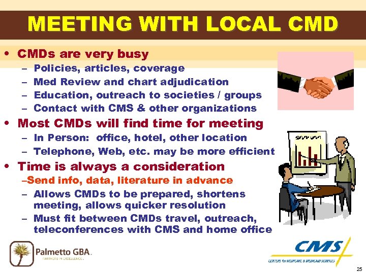 MEETING WITH LOCAL CMD • CMDs are very busy – – Policies, articles, coverage