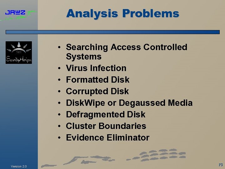 Analysis Problems • Searching Access Controlled Systems • Virus Infection • Formatted Disk •