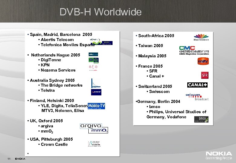 DVB-H Worldwide • Spain, Madrid, Barcelona 2005 • Abertis Telecom • Telefonica Moviles Espana