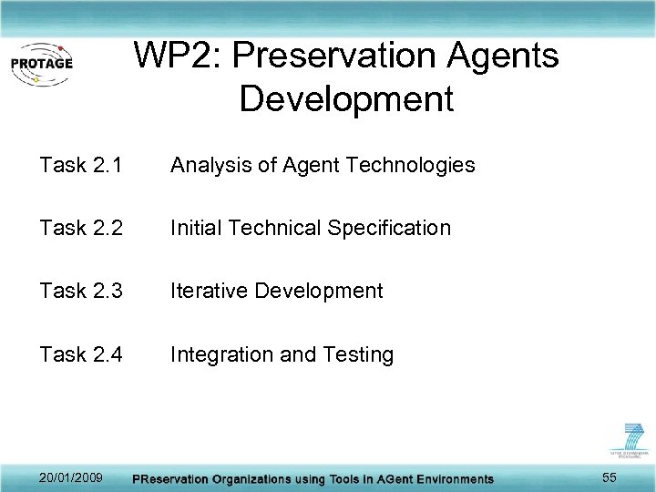 WP 2: Preservation Agents Development Task 2. 1 Analysis of Agent Technologies Task 2.