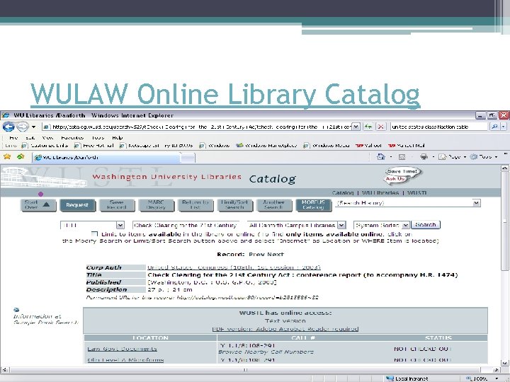 WULAW Online Library Catalog • 