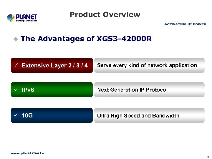Product Overview u The Advantages of XGS 3 -42000 R ü Extensive Layer 2